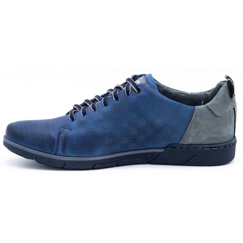 Polbut Sapatos casuais de couro masculino 2114 azul marinho 1