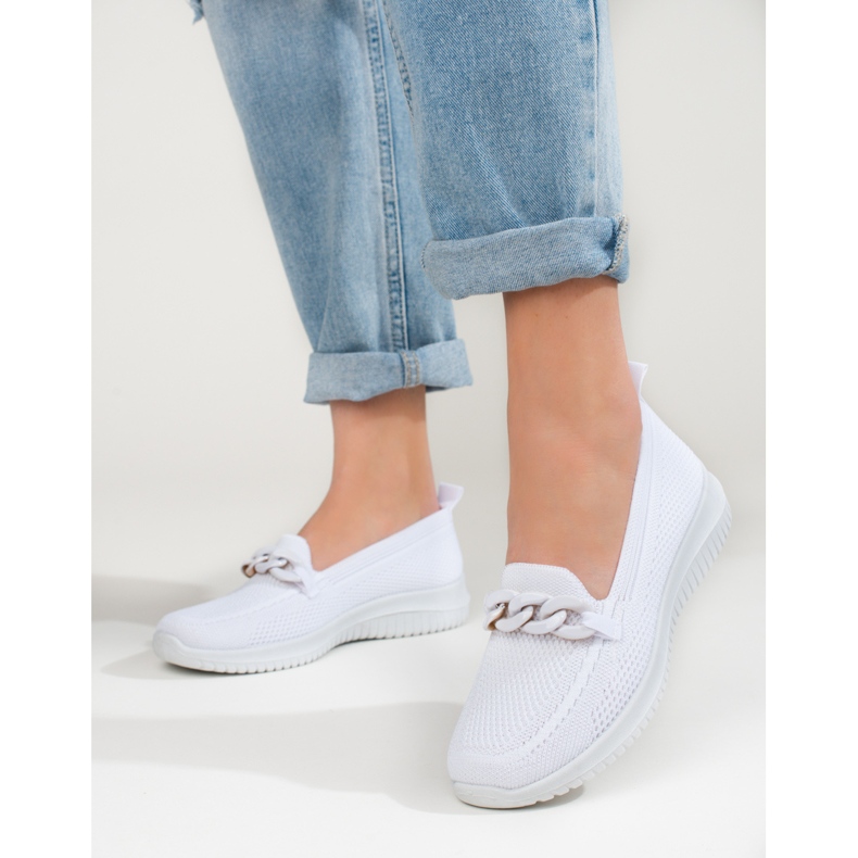 Deslizamento confortável de material feminino com uma corrente Shelovet branca branco 1