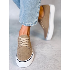 BM Tênis feminino Ming Khaki bege 2