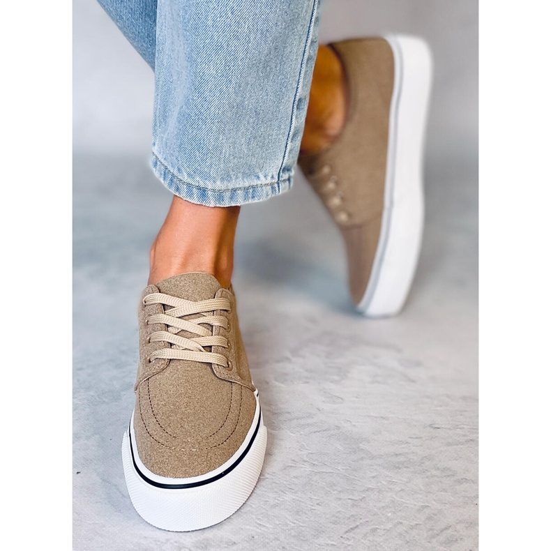 BM Tênis feminino Ming Khaki bege 2