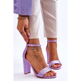 Sandália Feminina de Salto Alto com Zircões Roxo Idealista tolet 1