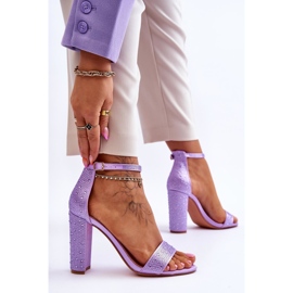 Sandália Feminina de Salto Alto com Zircões Roxo Idealista tolet 2