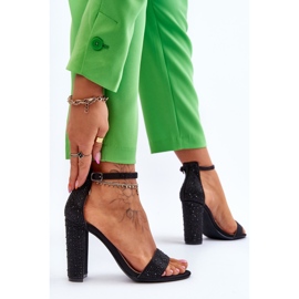 Sandália Feminina Salto Alto Com Zircões Preto Idealista 2 Sandália Feminina Salto Alto Com Zircões Preto Idealista 2