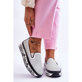 S.Barski Tênis feminino de couro vazado sem cadarço branco Sorito 1