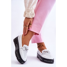 S.Barski Mocassins Clássicos De Couro Abertos Com Decoração Rendy Branca branco 2