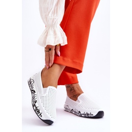 S.Barski Tênis sem cadarço de couro Openwork Branco Gedra 2 S.Barski Tênis sem cadarço de couro Openwork Branco Gedra 2