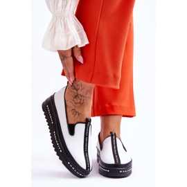 S.Barski Tênis feminino de couro sem cadarço branco Nathalie 1