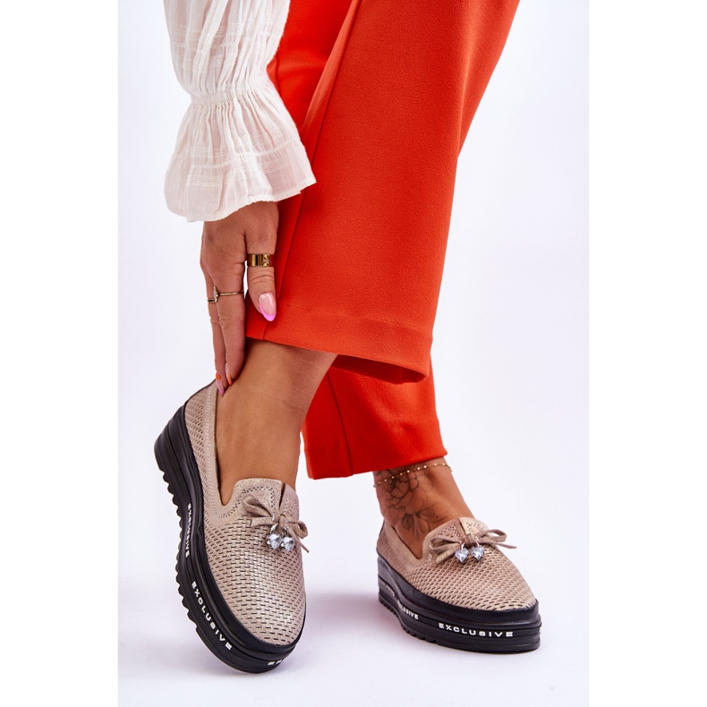 S.Barski Tênis feminino de couro sem cadarço dourado brilhante Raven 2