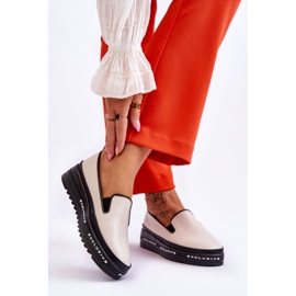 S.Barski Tênis plataforma de couro bege Madeline sem cadarço 2