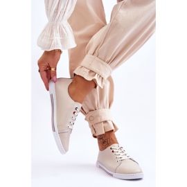 S.Barski Tênis feminino de couro bege Renes castanho 2