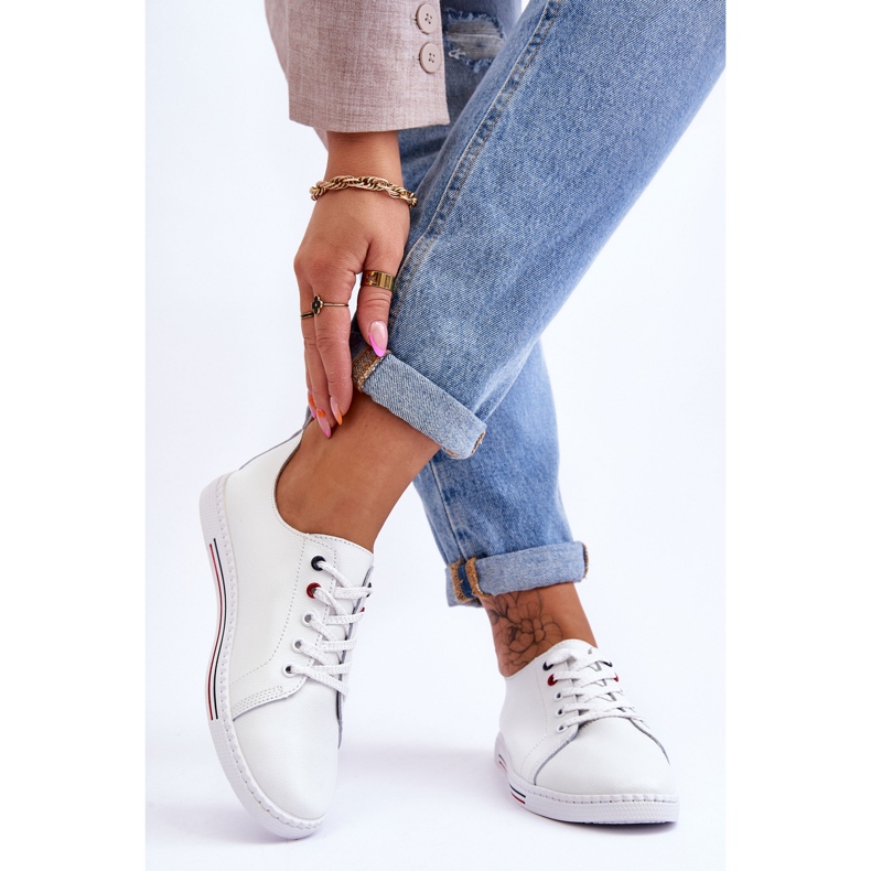 S.Barski Tênis de couro feminino branco Renes 2