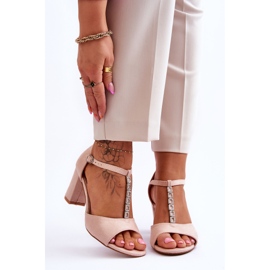 S.Barski Sandália Feminina Camurça Salto Bege Florines 1