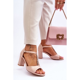 S.Barski Sandália Feminina Camurça Salto Bege Florines 2