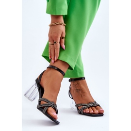 S.Barski Sandálias em uma barra transparente Black Randy preto 2