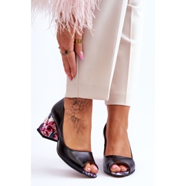 Lewski Shoes Sapatos de couro com salto decorativo Leski 2608/K preto 1