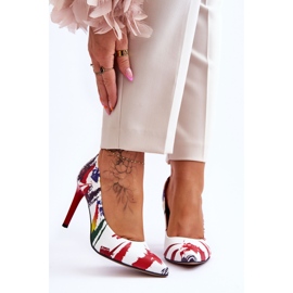 Lewski Shoes Sapatos leski de salto alto de couro da moda 2659 branco e vermelho 1