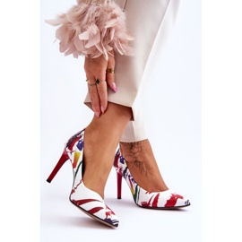 Lewski Shoes Sapatos leski de salto alto de couro da moda 2659 branco e vermelho 2