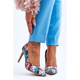 Lewski Shoes Sapatos leski de salto alto de couro da moda 2659 verde-azul multicolorido 1