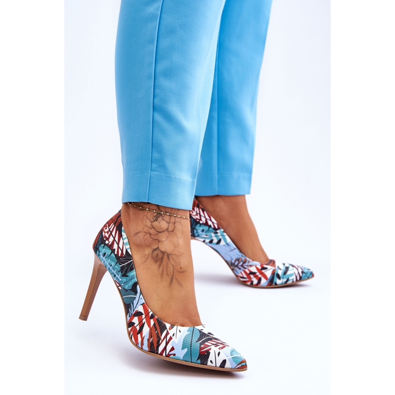 Lewski Shoes Sapatos leski de salto alto de couro da moda 2659 verde-azul multicolorido 2