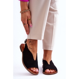 Lewski Shoes Sandália feminina de camurça sapatos Lewski 3220/X preto 1