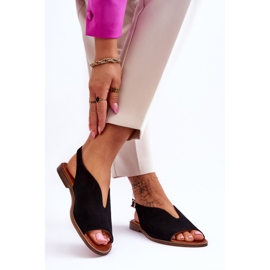 Lewski Shoes Sandália feminina de camurça sapatos Lewski 3220/X preto 2