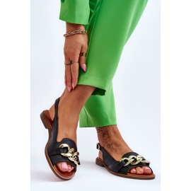 Lewski Shoes Sandália feminina de couro sapatos Lewski 3230 Black Peas preto 2