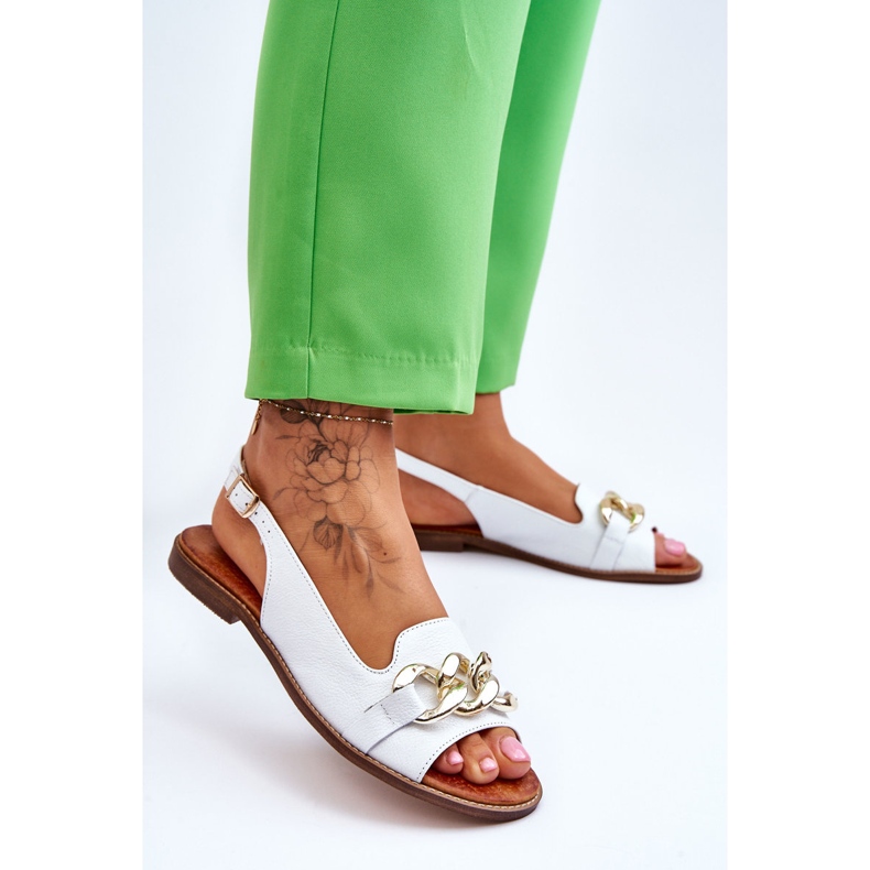 Lewski Shoes Sandálias femininas de couro Leewski sapatos 3230 ervilhas brancas branco 2