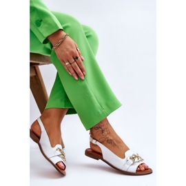 Lewski Shoes Sandálias femininas de couro Leewski sapatos 3230 ervilhas brancas branco 6