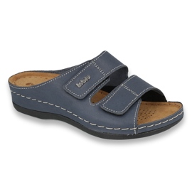 Slippers de couro feminino da Inblu 158d106 azul marinho 1