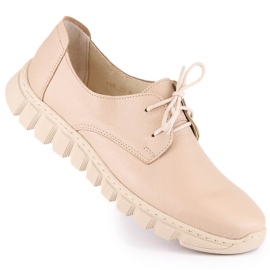 Sapatos de pele confortáveis ​​para mulher, bege claro Helios 417 1