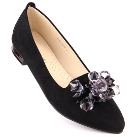 Sabrinas femininas em camurça preta com cristais T.Sokolski W23-464 preto 2