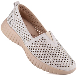 Sapatos femininos sem cadarço vazados com elástico Jezzi MR2270-3 cinza 1