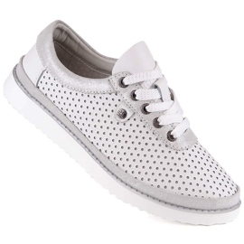 Sapatos esportivos femininos confortáveis ​​de couro branco S.Barski LR29558 1