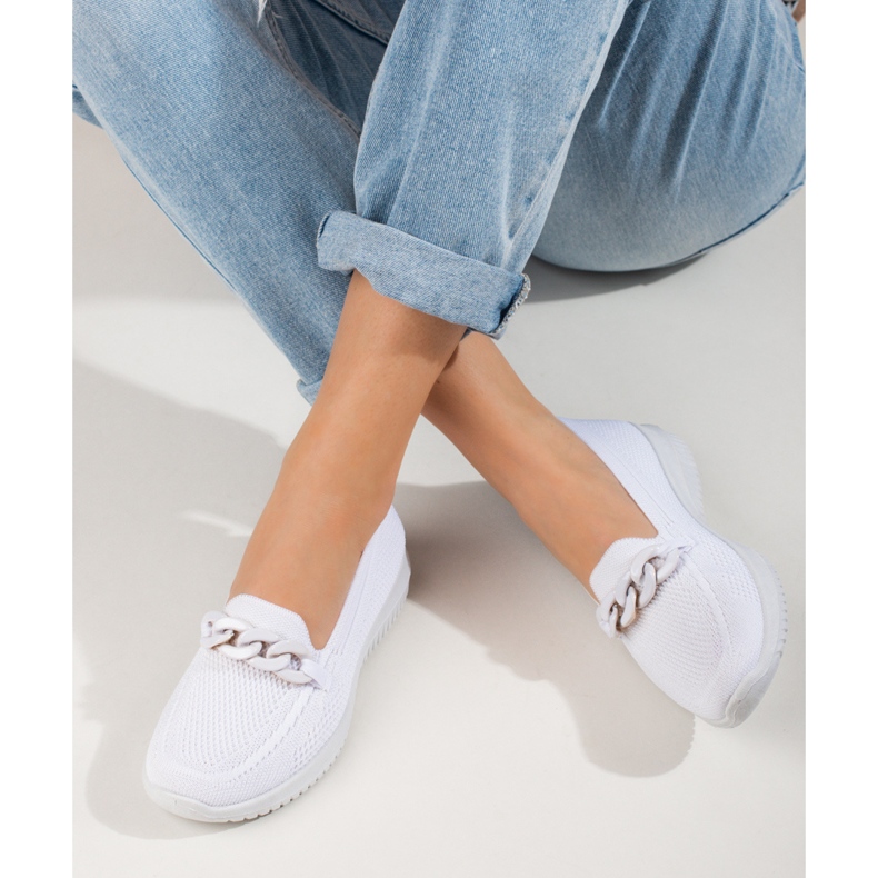 Deslizamento confortável de material feminino com uma corrente Shelovet branca branco 2