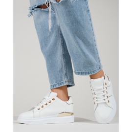 Sapatos esportivos femininos brancos e dourados Tênis Shelovet 2