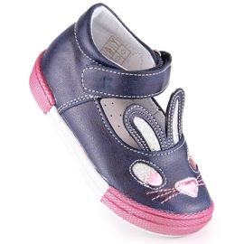 Sapatilha menina bailarina com velcro azul marinho Kornecki 6480 1