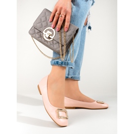 Sabrinas femininas patenteadas bico quadrado Shelovet rosa 1