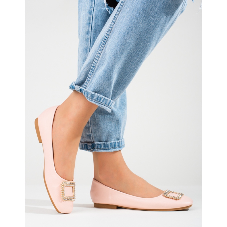 Sabrinas femininas patenteadas bico quadrado Shelovet rosa 2