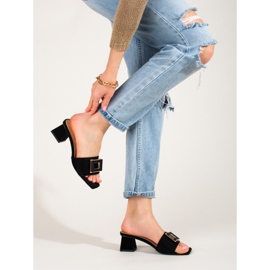 Deslizamento de tecido feminino sobre salto baixo Shelovet preto 2