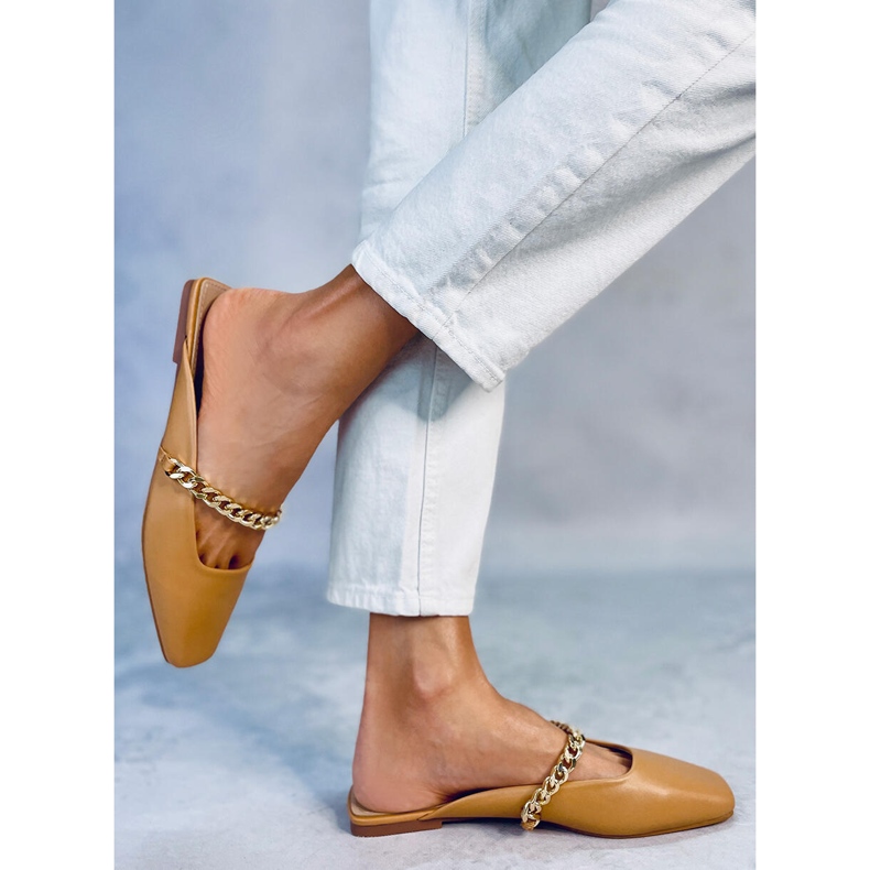 Seastar Chiara Camel chinelos com corrente bege 2