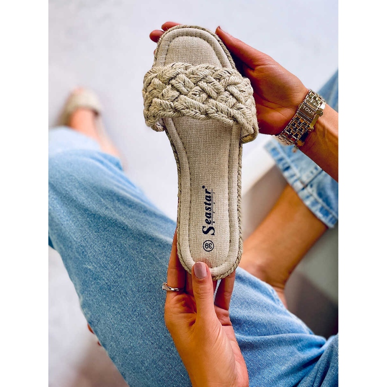 BM Chinelos de corda de mulher Erika Beige bege 2