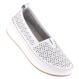 Sapato slip-on de couro branco com recortes Filippo DP4555 1