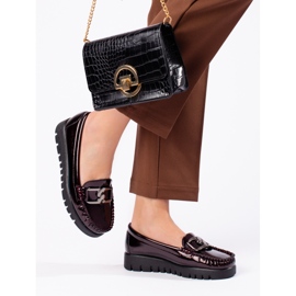 W. Potocki Mocassins femininos lacados Potocki Borgonha vermelho 1