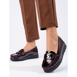 W. Potocki Mocassins femininos lacados Potocki Borgonha vermelho 2