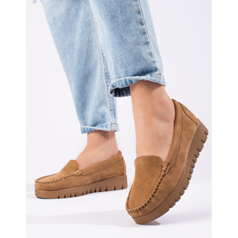 W. Potocki Mocassins de camurça bege com solado grosso Potocki 1