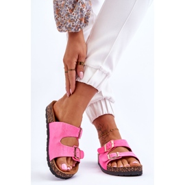 Solado feminino sem cadarço de cortiça Neon Pink Cortina rosa 2