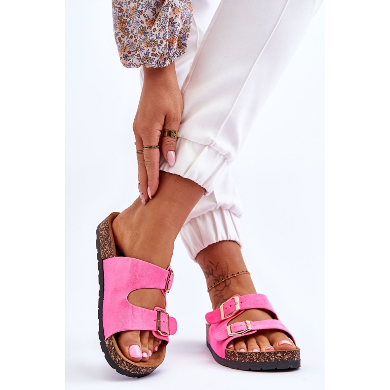 Solado feminino sem cadarço de cortiça Neon Pink Cortina rosa 2