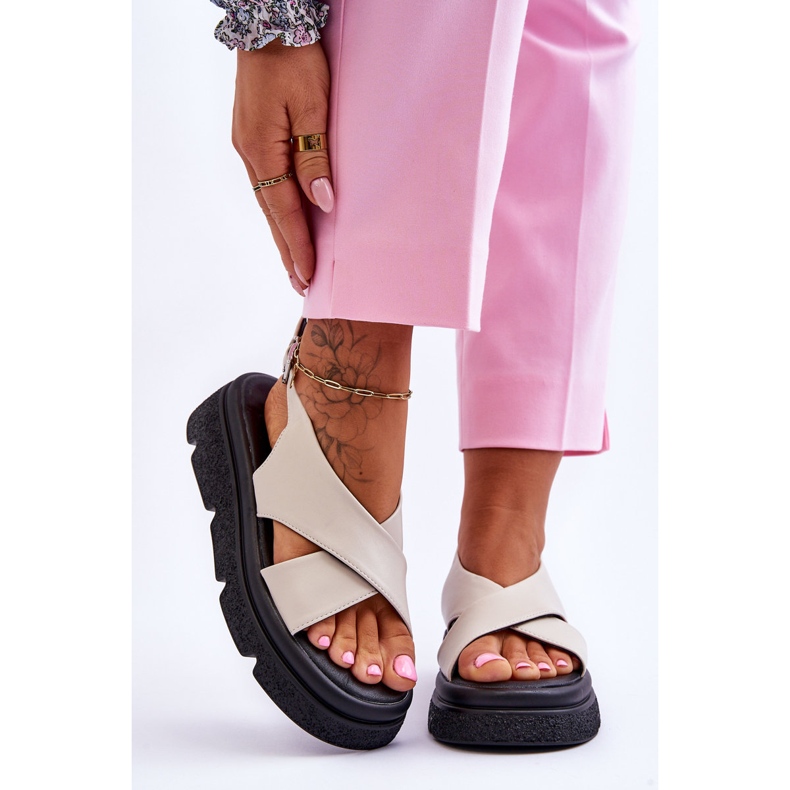 PE1 Sandálias da moda com plataforma Chester bege 1