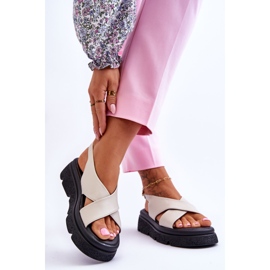 PE1 Sandálias da moda com plataforma Chester bege 2