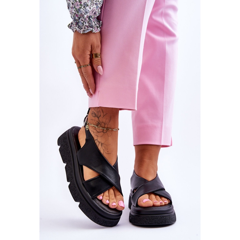 PE1 Sandálias pretas da moda com plataforma Chester preto 1